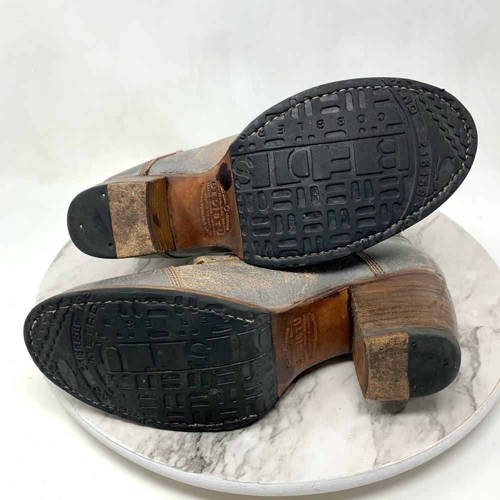 Bed Stu Judgement Distressed Gray Leather Lace Up Boots 9.5 Boho Moto Rugged - Picture 8 of 16
